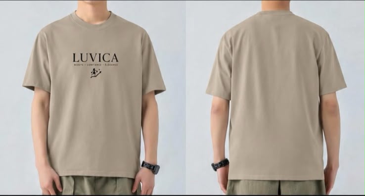 T-shirt oversize LUVICA beige – vue avant et arrière