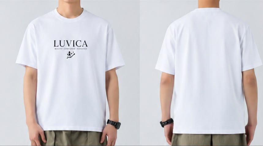 T-shirt oversize LUVICA blanc – vue avant et arrière